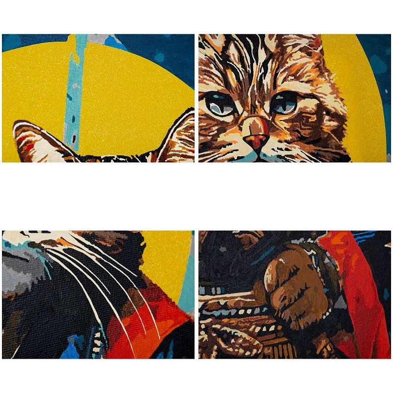 Картина по номерам на холсте с глиттером ТРИ СОВЫ "Кот-самурай", 40*50, с акриловыми красками и кистями