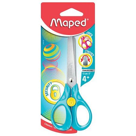 Ножницы MAPED (Франция) "Security 3D", 130 мм, с блокировкой лезвий, цвет ассорти, блистер, 473110 
