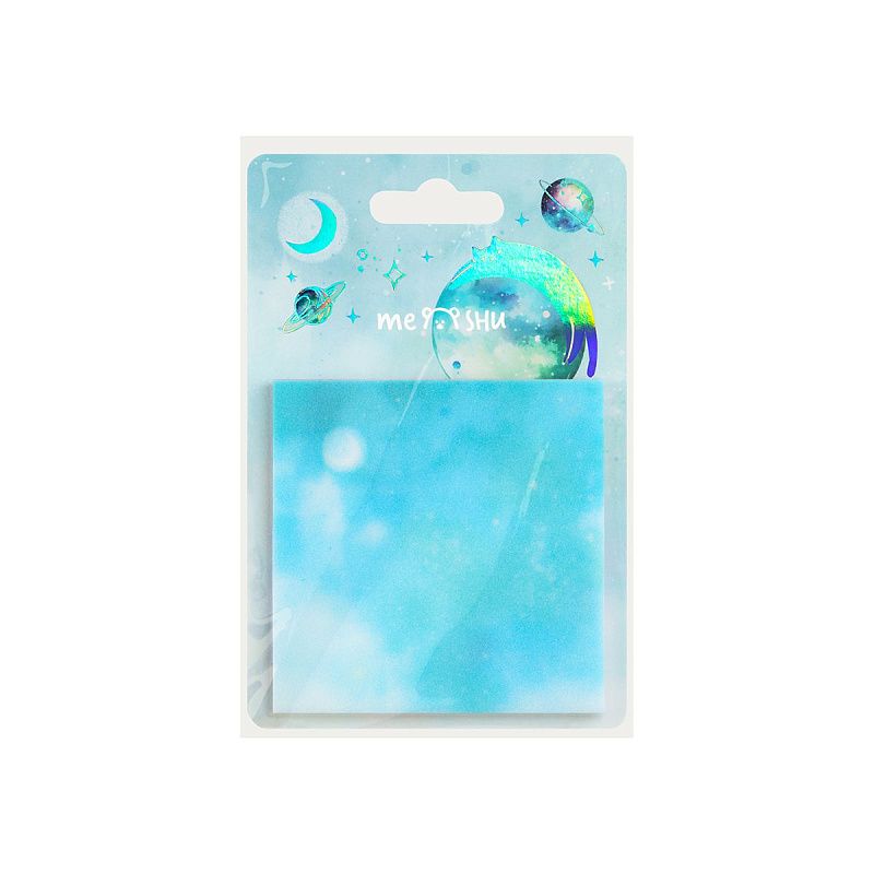 Самоклеящийся блок MESHU "Space cat", 76*76 мм, 20л*3 цветов, прозрачный, блестящий, европодвес