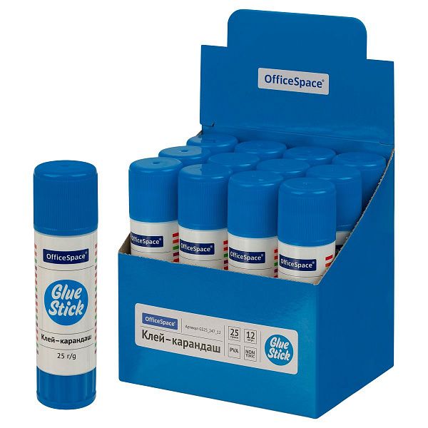 Клей-карандаш OfficeSpace, 25г, дисплей, ПВА