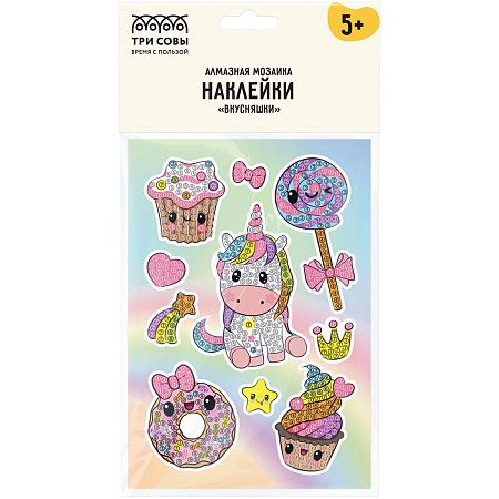 Алмазная мозаика, наклейки ТРИ СОВЫ "Вкусняшки", пакет с европодвесом