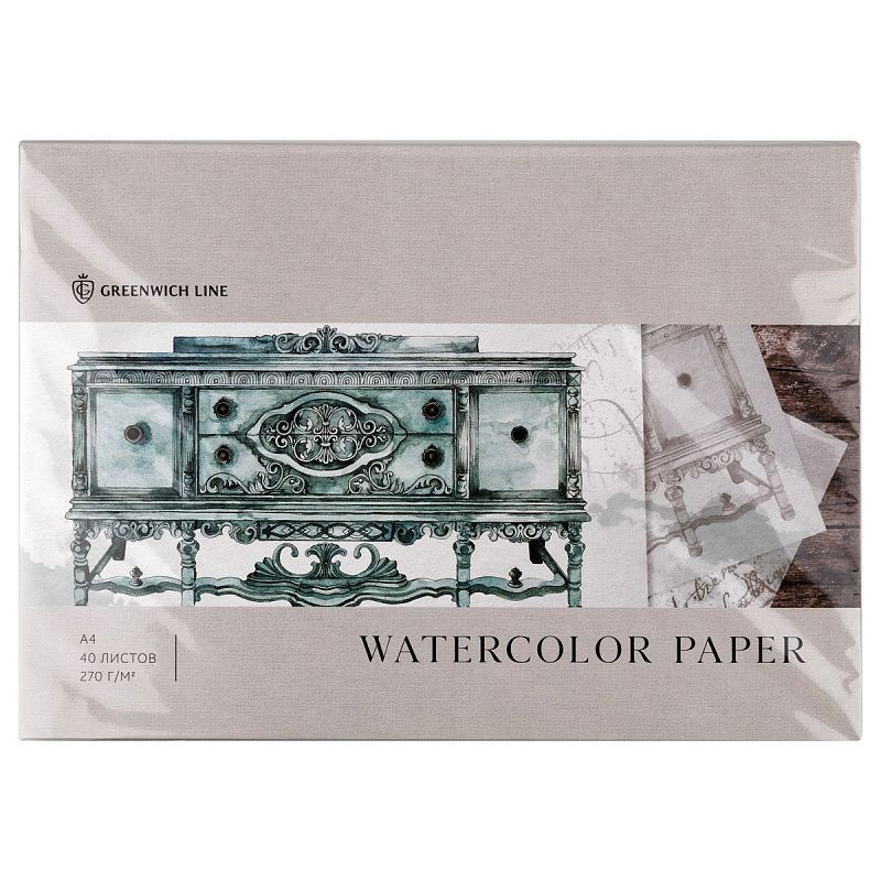 Папка для акварели 40л. А4, Greenwich Line "Винтажная мебель", 270г/м2