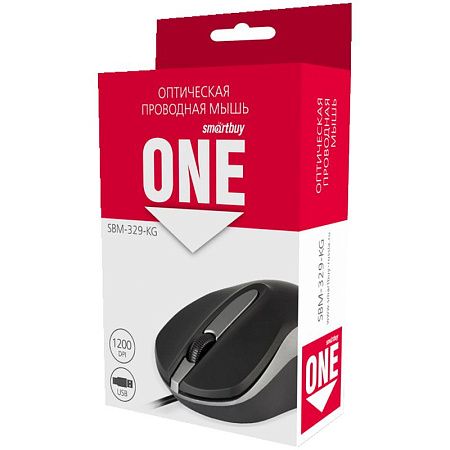 Мышь Smartbuy ONE 329, USB, черный, серый, 2btn+Roll