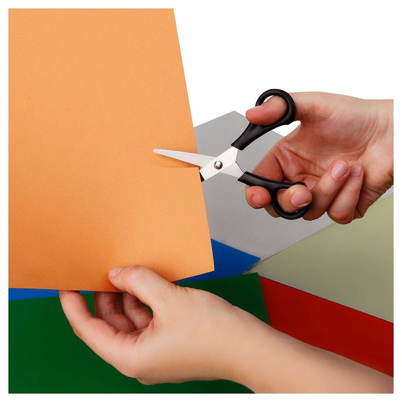 Ножницы OfficeSpace 13,7см, черные ручки, ПВХ чехол с европодвесом