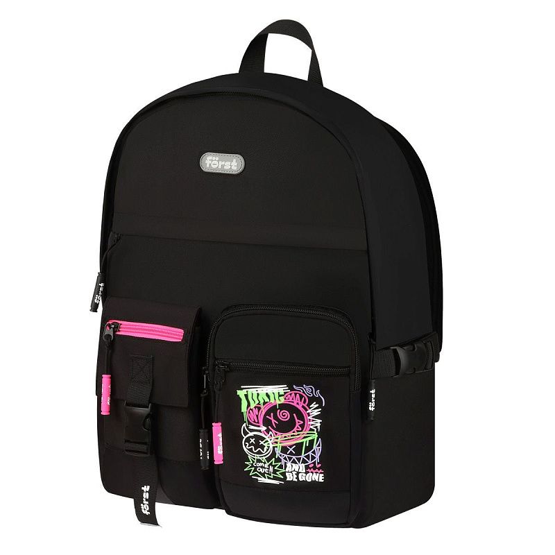 Рюкзак Först F-Teens "Crazy Emoji" 40*28*15см, 1 отделение, 7 карманов, уплотненная спинка