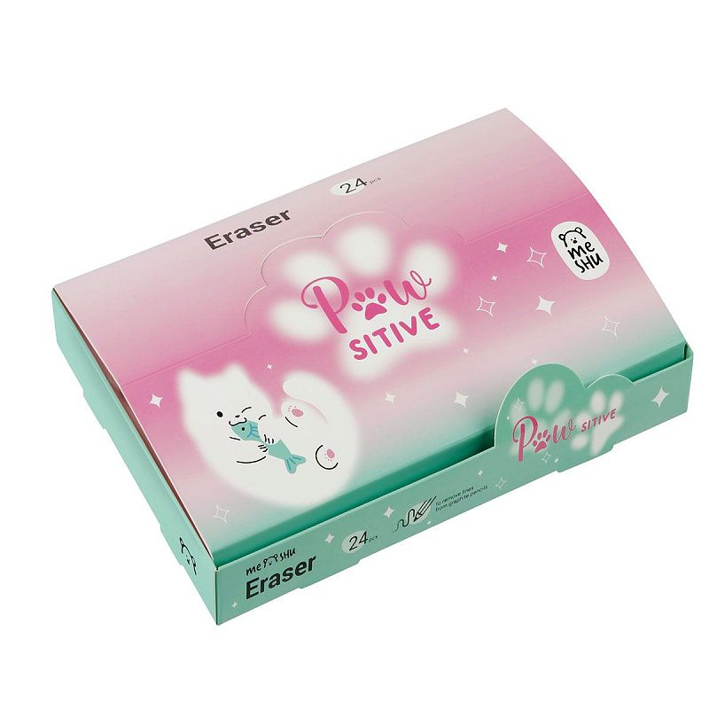Ластик MESHU "Cute Paw", фигурный, 38*33*10мм, ПВХ, дисплей бокс, ассорти 
