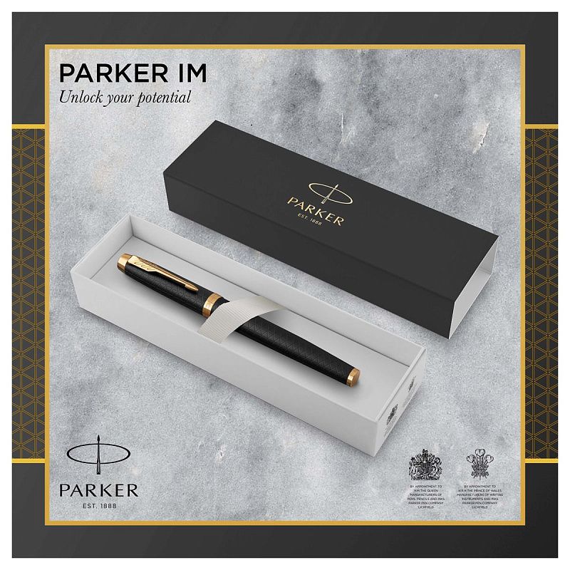 Ручка-роллер Parker "IM Premium Black/Gold GT" черная, 0,8мм, подарочная упаковка 