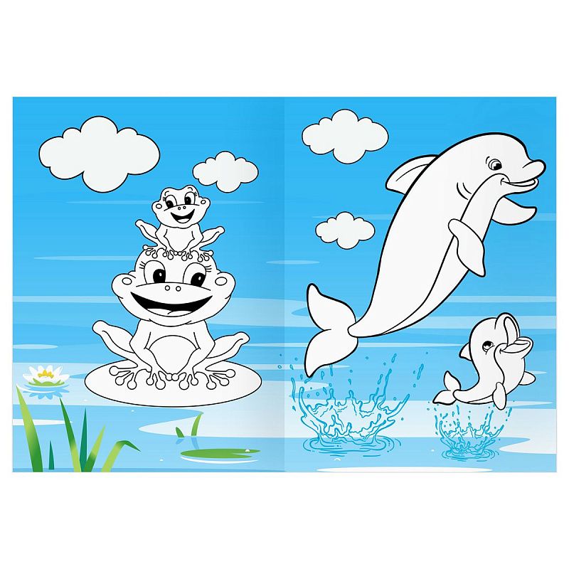 Раскраска с цв. фоном А4, 16 стр., ТРИ СОВЫ "Мамы и малыши"