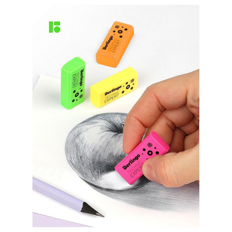 Ластик Berlingo "Technic Expert", 4шт., прямоугольные, 40*18*11мм, пакет с европодвесом 