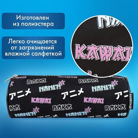 Пенал-косметичка BRAUBERG, Anime, черный, 20х7х7см, 272295 