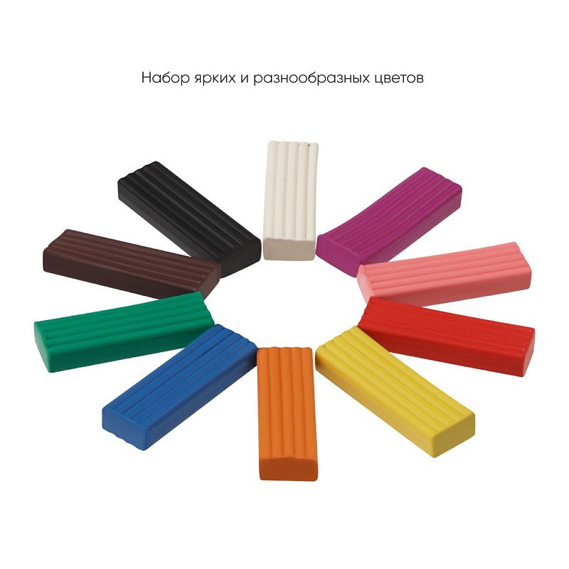 Пластилин Гамма "Мультики", 10 цветов, 200г, со стеком, картон. упаковка