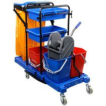 УЦЕНКА - Тележка уборочная OfficeClean Professional ведра 2*20л, 2*11л, отжим, держ. д/мешка, мешок, 2поддона УЦЕНКА - Тележка уборочная OfficeClean Professional ведра 2*20л, 2*11л, отжим, держ. д/мешка, мешок, 2поддона