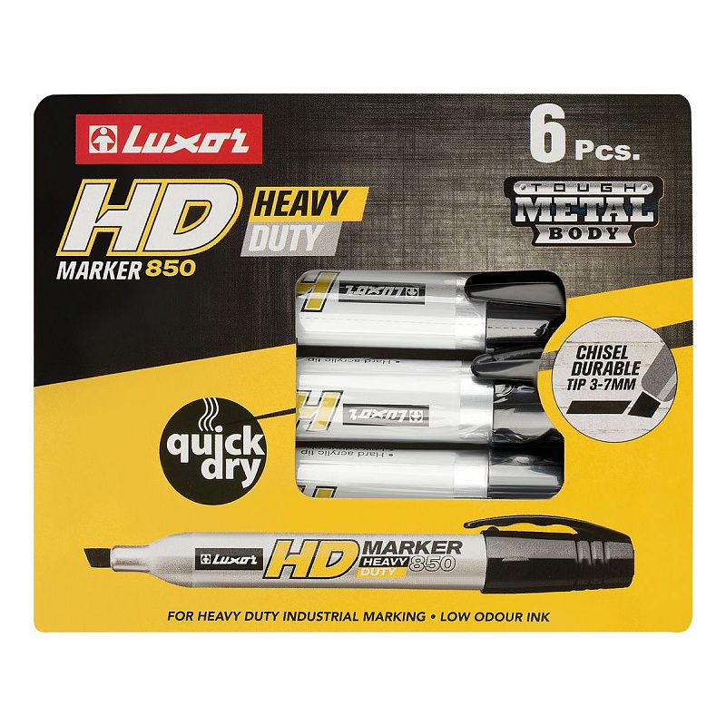 Маркер перманентный промышленный Luxor "Heavy Duty 850" черный, скошенный, 3-7мм 