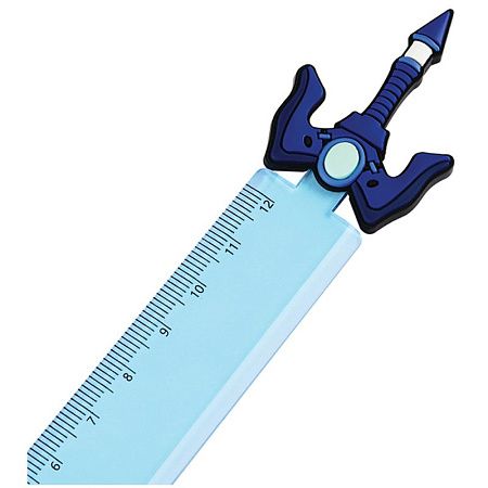 Линейка с топпером 12см MESHU "Blue sword", пластиковая, европодвес 