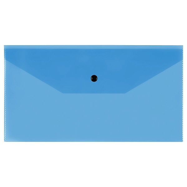 Папка-конверт на кнопке СТАММ С6, 150мкм, пластик, прозрачная, синяя