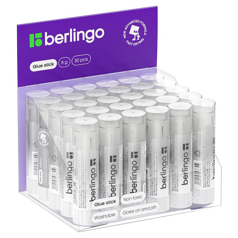 Клей-карандаш Berlingo "Aqua", 08г, прозрачный, ПВП