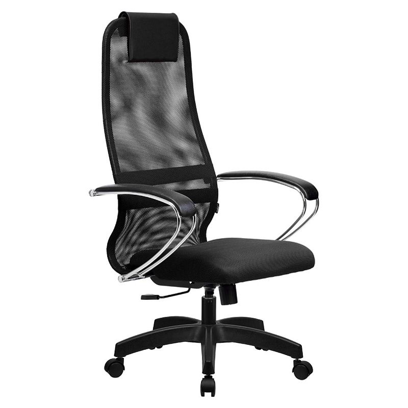 УЦЕНКА - Кресло руководителя Метта SU-BK-8 PL, ткань-сетка черная №20, спинка-сетка, топ-ган (101/001, 131/001)