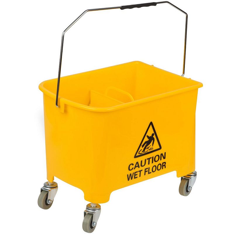 Тележка уборочная-ведро OfficeClean Professional, 2 секции, 20л, прямоугол., механич. отжим, желтая
