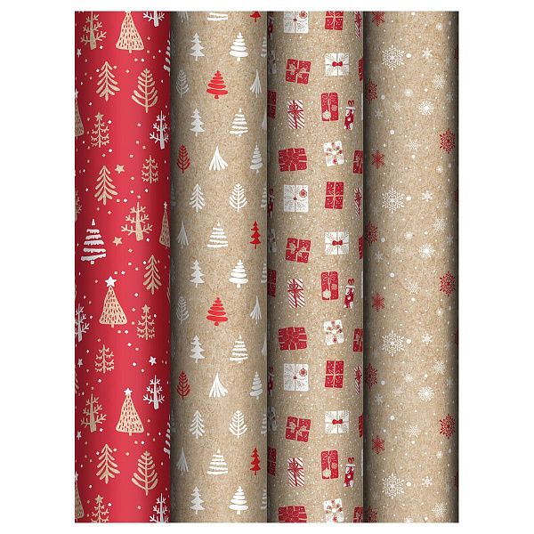 Упаковочная бумага глянц. 70*100см, MESHU "Craft NY pattern", 70г/м2, ассорти 4 дизайна