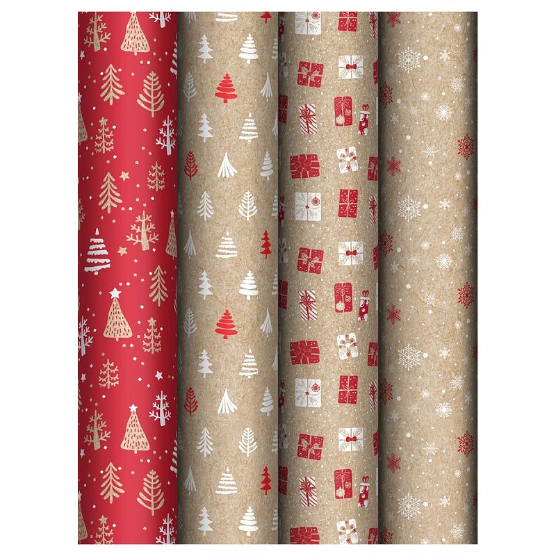 Упаковочная бумага глянц. 70*100см, MESHU "Craft NY pattern", 70г/м2, ассорти 4 дизайна