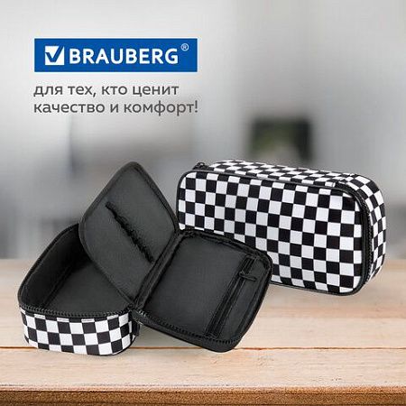 Пенал-органайзер BRAUBERG, 1 отделение, полиэстер, 22x11,5x6 см, "Black and white", 271572 