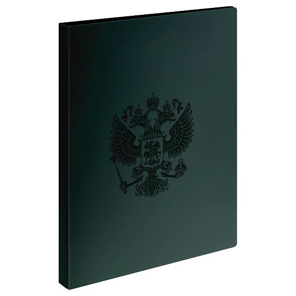 Папка с 40 вкладышами СТАММ "Герб" А4, 21мм, 700мкм, пластик, изумруд