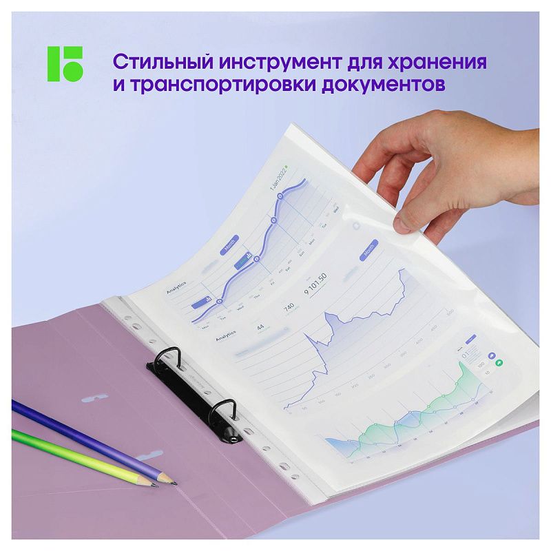 Папка на 2 кольцах Berlingo "Metallic", 24мм, 1000мкм, сиреневый металлик, D-кольца, с внутр. карманом 