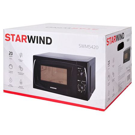 Микроволновая печь Starwind SWM5420, 20л, 700Вт, механическое управление, черная