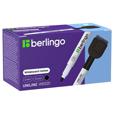 Маркер для белых досок на магните Berlingo "Uniline WB220" черный, пулевидный, 2мм 