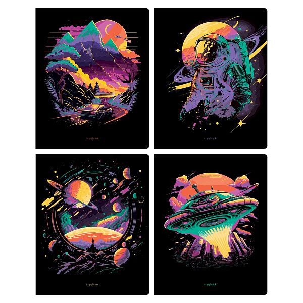 Тетрадь 48л., А5, клетка BG "Просторы Вселенной", неоновый пантон, 6 цветов