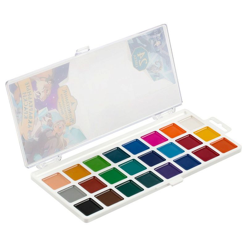 Акварель Мульти-Пульти "Волшебник Изумрудного Города", медовая, 24 цвета, без кисти, пластик. упак., европодвес