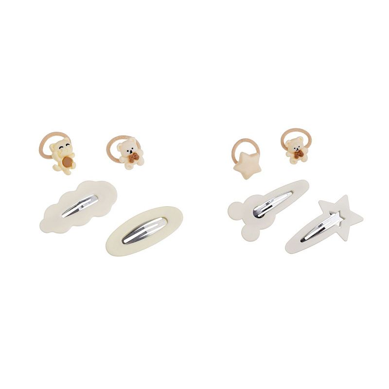 Набор аксессуаров для волос MESHU, резинки 2шт., диаметр 2см, заколки 2шт., 5/6см,ассорти, европодвес