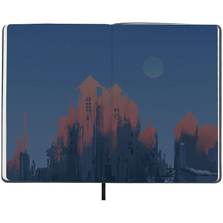 Записная книжка А5 80л. ЛАЙТ, кожзам, Greenwich Line "Future. Fallen city", с резинкой, тиснение фольгой, блок в линию