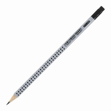 Карандаш чернографитный FABER-CASTELL, 1 шт., "Grip 2001", HB, трехгранный, с ластиком, 117200 
