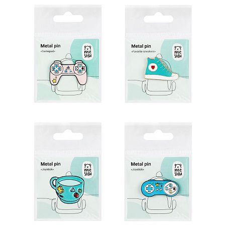 Набор металлических значков MESHU "Gamer's set", эмаль, 4шт