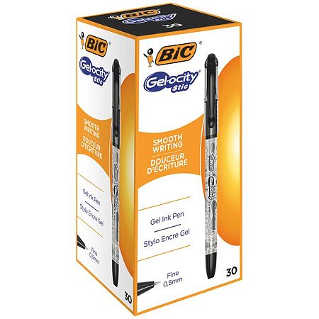 Ручка гелевая Bic "Gelocity Stic" черная, 0,5мм, грип 