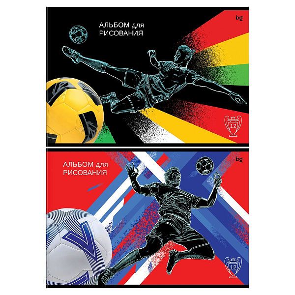 Альбом для рисования 12л., А4, на скрепке BG "Футбол"