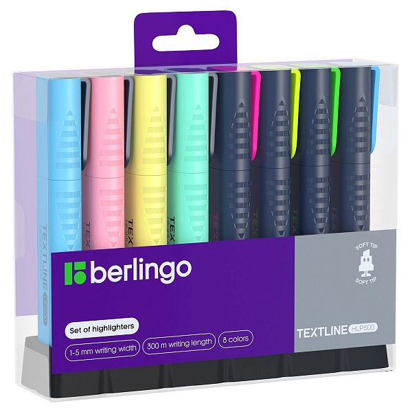 Набор текстовыделителей Berlingo "Textline HLP500" 08цв., 1-5мм, PET-бокс с ЕП