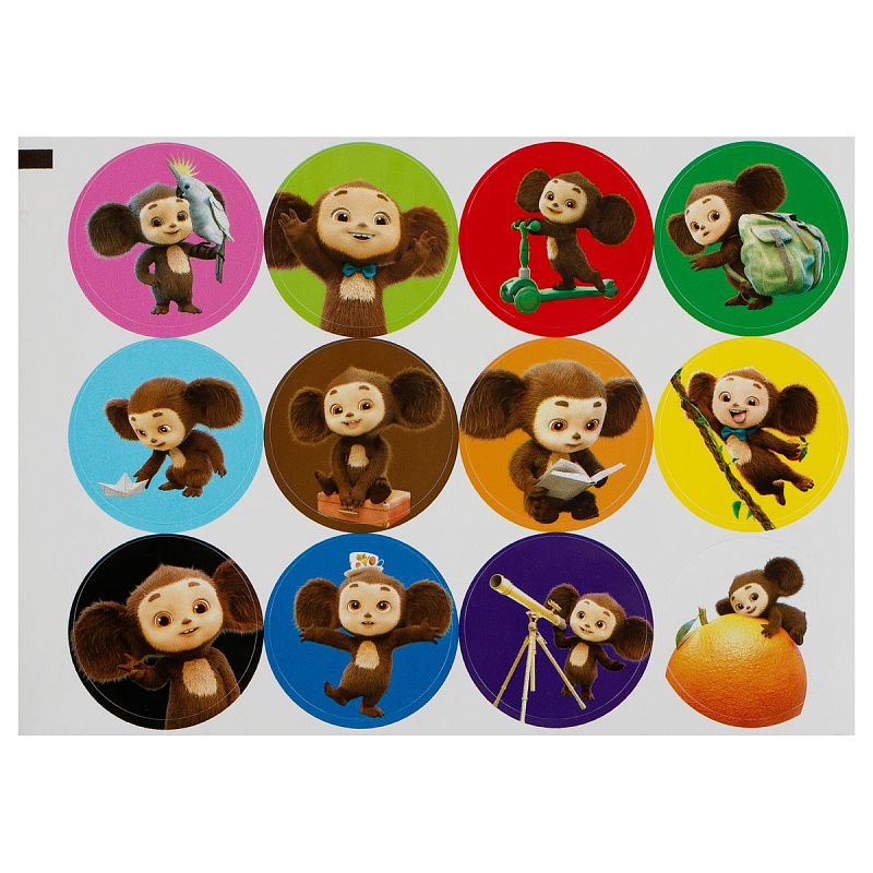 Гуашь с наклейками Мульти-Пульти "Чебурашка-2", 12 цветов, 17,5мл, картон