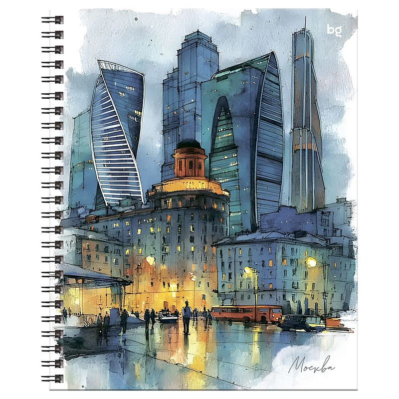 Тетрадь 96л., А5, клетка на гребне BG "Притяжение столиц", матовая ламинация, твердая обложка