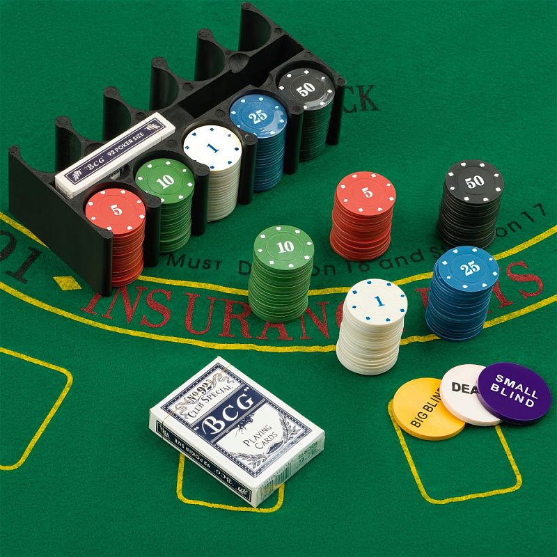 Набор для игры в "Покер", (200 фишек, 2 колоды карт, сукно), металлическя коробка 