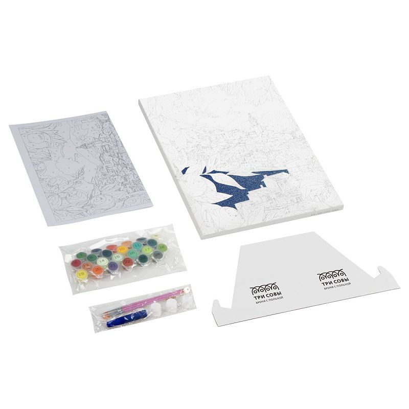 Картина по номерам на холсте с глиттером ТРИ СОВЫ "Средиземноморское побережье", 30*40, с акриловыми красками и кистями