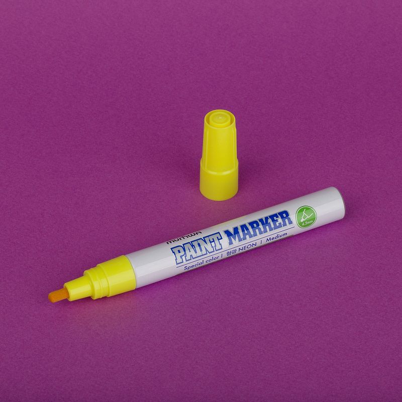 Маркер-краска Munhwa "Neon" желтая, 4мм, нитро-основа 