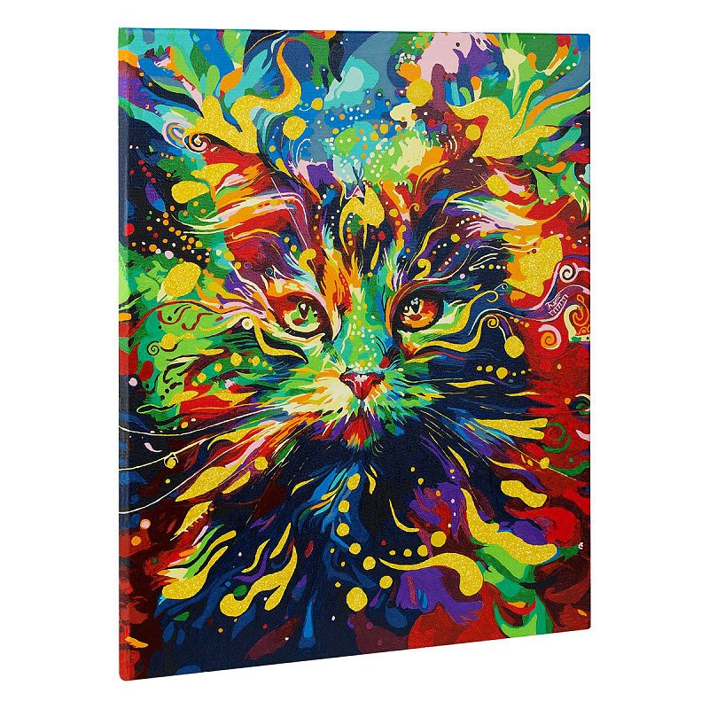 Картина по номерам на холсте с глиттером ТРИ СОВЫ "Кот-холи", 40*50, с акриловыми красками и кистями