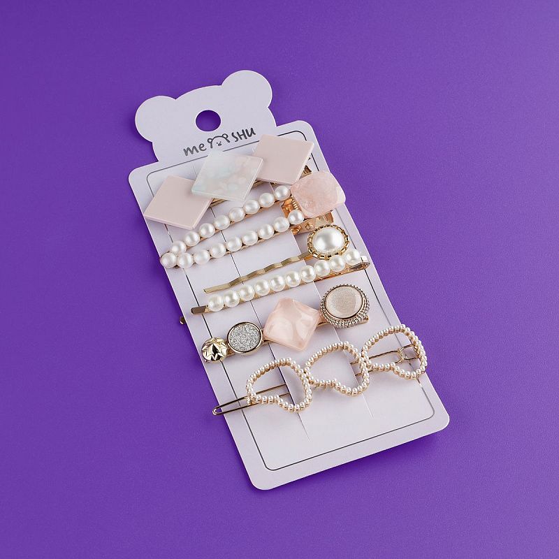 Заколки для волос MESHU, цвет розовый жемчуг, 6шт., европодвес