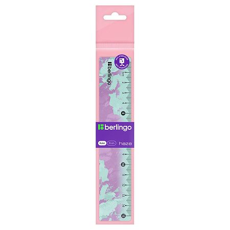 Линейка 15см Berlingo "Haze", пластиковая, ассорти, европодвес 