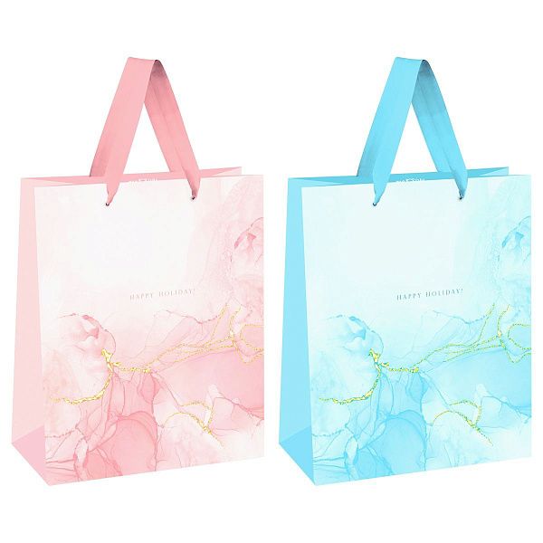 Пакет подарочный 18*23*10см MESHU "Marble pattern", фольга, матовая ламинация, ассорти