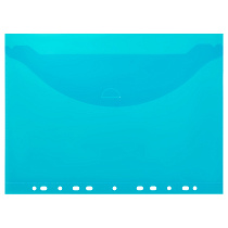 Папка-конверт с перфорацией с клапаном OfficeSpace А4, 180мкм, синяя