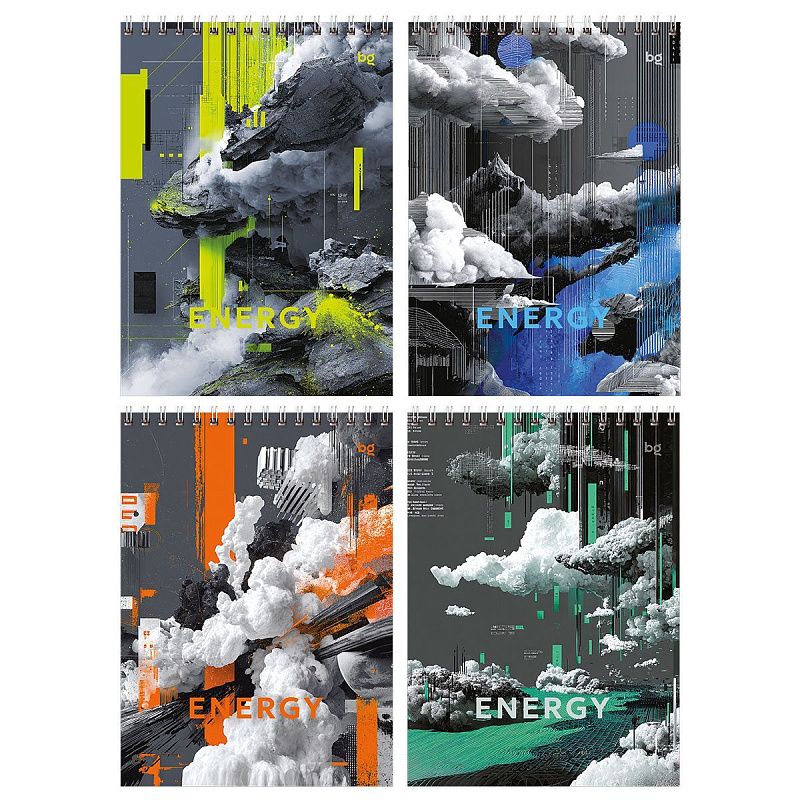 Блокнот А5 80л. на гребне BG "Energy", твердая подложка