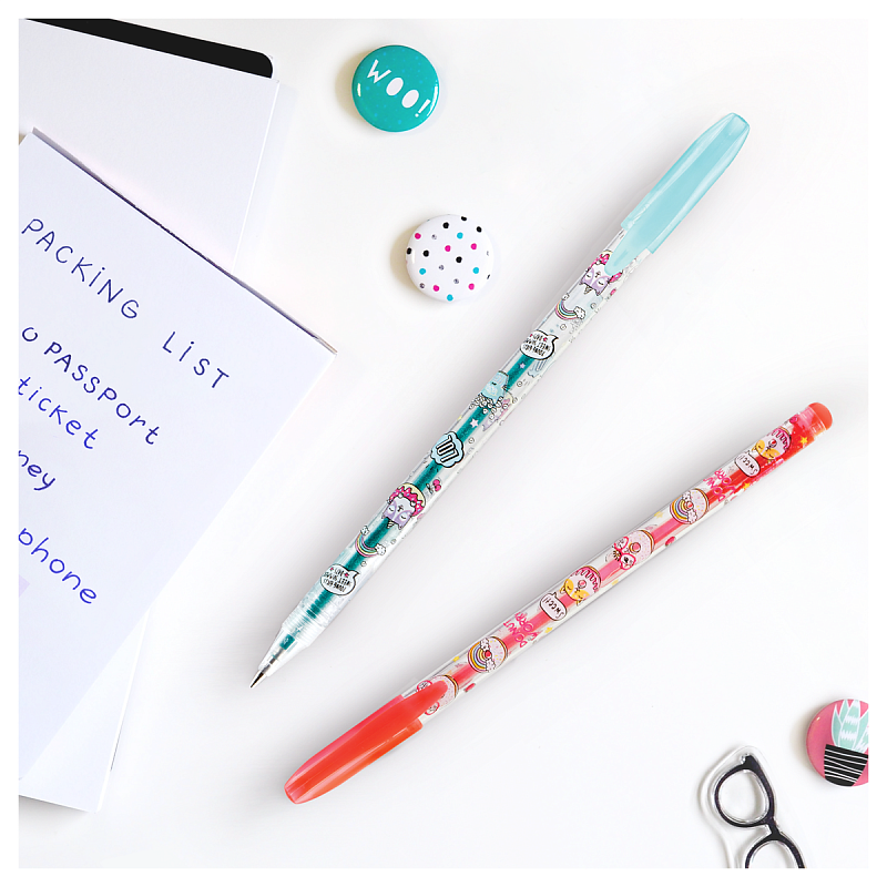 Набор гелевых ручек ArtSpace "Кот-сластена" 12цв., 1,0мм, с блестками, ПВХ чехол 